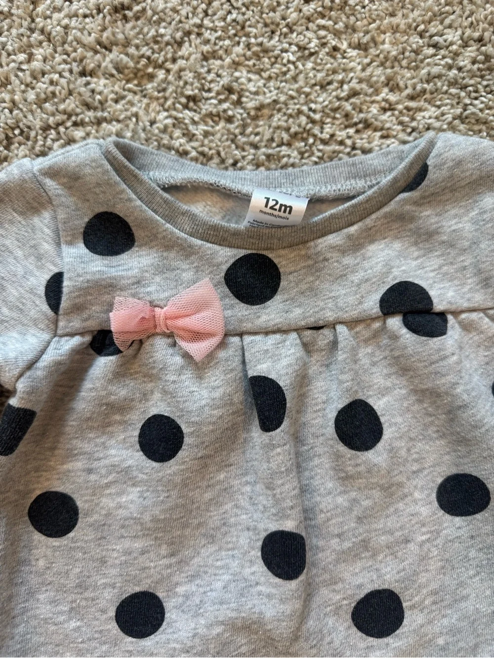 Carter’s Baby Girl Top Bundle 12 Months Plaid Polka Dot Pink Long Sleeve Shirts